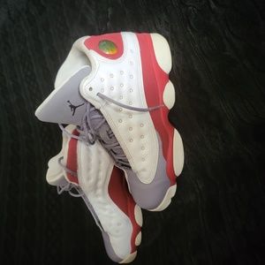 Air Jordan 13 Sneakers Retro Grey Toe Youth Size 6Y White Red Gray